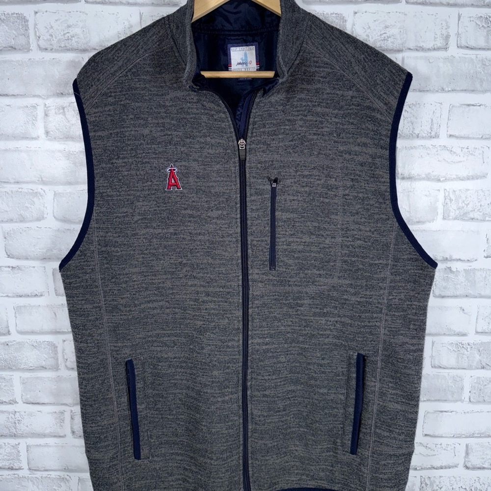 johnnie-O Charcoal Gray Vest with Navy Trim